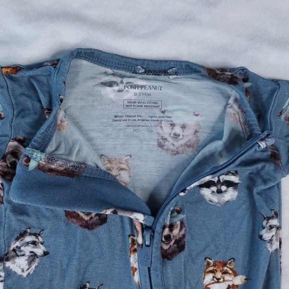 Posh Peanut Bamboo Wolf Bear Raccoon Double Zipper Footed Sleeper Footie Pajama - Picture 3 of 9